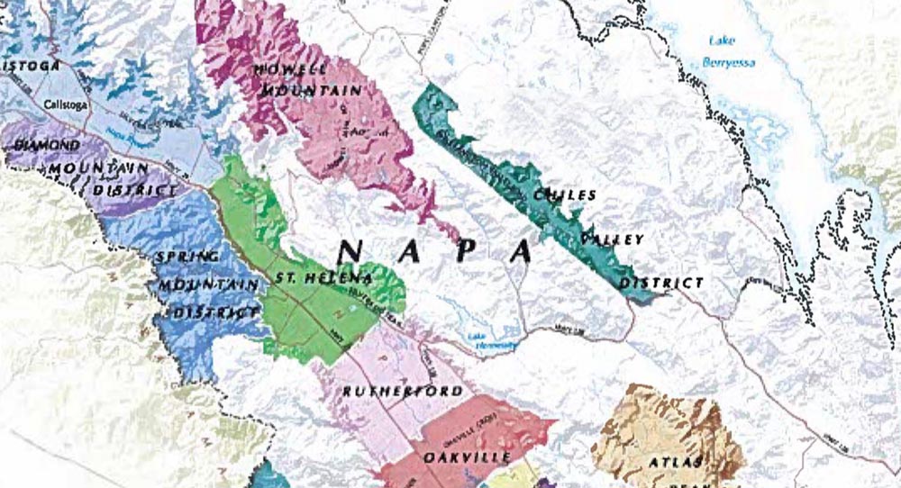 Map of Napa Valley wine Region
